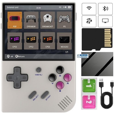 Voacle RG35XX Plus Retro Handheld Game Console ,3.5 Inch IPS Screen Built-in 64G TF Card 5528 Games Support TV Output 5G WiFi Bluetooth 4.2 (Gray-New)