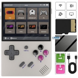 Voacle RG35XX Plus Retro Handheld Game Console ,3.5 Inch IPS Screen Built-in 64G TF Card 5528 Games Support TV Output 5G WiFi Bluetooth 4.2 (Gray-New) - 1 of 4