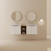 Soft-Close Wall-Mounted Bathroom Vanity with Ceramic Sink, Compact Storage for Small Bathrooms, White - 2 of 4