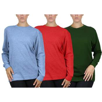 Galaxy By Harvic Women's Loose Fit Waffle Knit Thermal Shirt-3 Pack