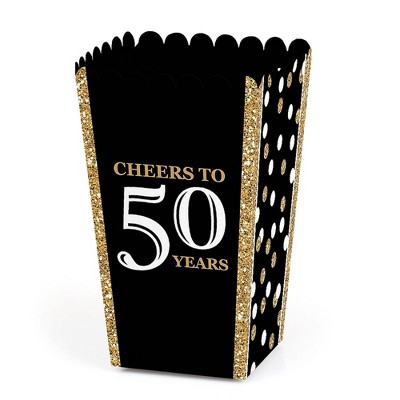 Big Dot of Happiness Adult 50th Birthday - Gold - Birthday Party Favor Popcorn Treat Boxes - Set of 12