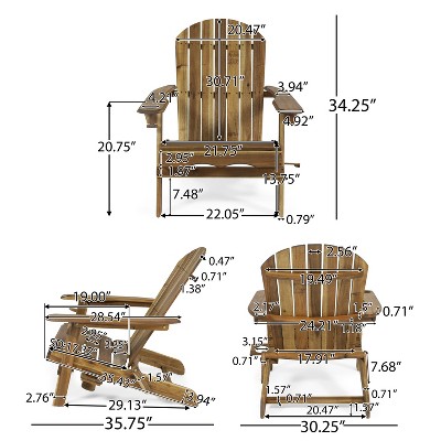 Natural Brown Acacia Wood 2-Seater Folding Adirondack Chat Set