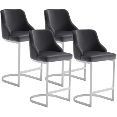 Bekrvio Bar Stools Set of 4, 26” Counter Height with Back - Upholstered PU Leather/Velvet  Steel U-Shaped Base for Kitchen Counter Island