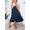2025 Trendy High Waist Tiered Flowy Skirt for Women - Below Knee with Pockets A-03 Navy Blue - 3 of 4