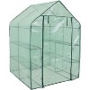 Sunnydaze Outdoor Portable Growing Rack Grandeur Mini Walk-In Greenhouse with Roll-Up Door - 4 Shelves - Green - 3 of 4
