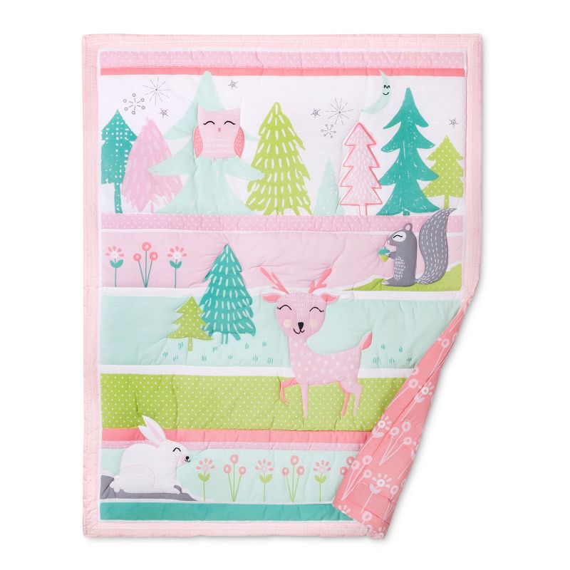 Crib Bedding Set Forest Frolic 4pc - Cloud Island&#8482; Pink, 3 of 10