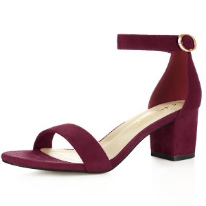 Allegra K Women's Open Toe Block Heel Adjustable Buckled Ankle Strap Sandals - 1 of 4