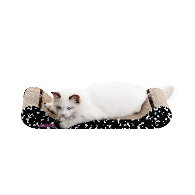 THE LICKER STORE Rini Modern Cardboard Lounge Bed Cat Scratcher with Built-In Bell Toys and Catnip