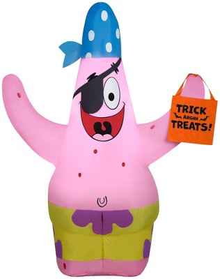 Gemmy Airblown Inflatable Patrick in Pirate Costume holding Trick Sack Nick, 3.5 ft Tall, Multi
