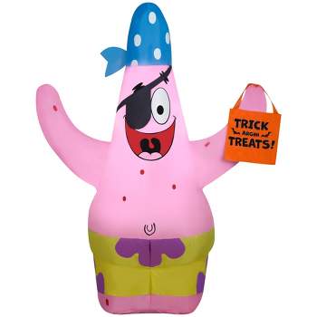 Gemmy Airblown Inflatable Patrick in Pirate Costume holding Trick Sack Nick, 3.5 ft Tall, Multi