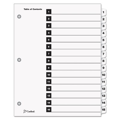 Cardinal Traditional OneStep Index System 15-Tab 1-15 Letter White 15/Set 61513