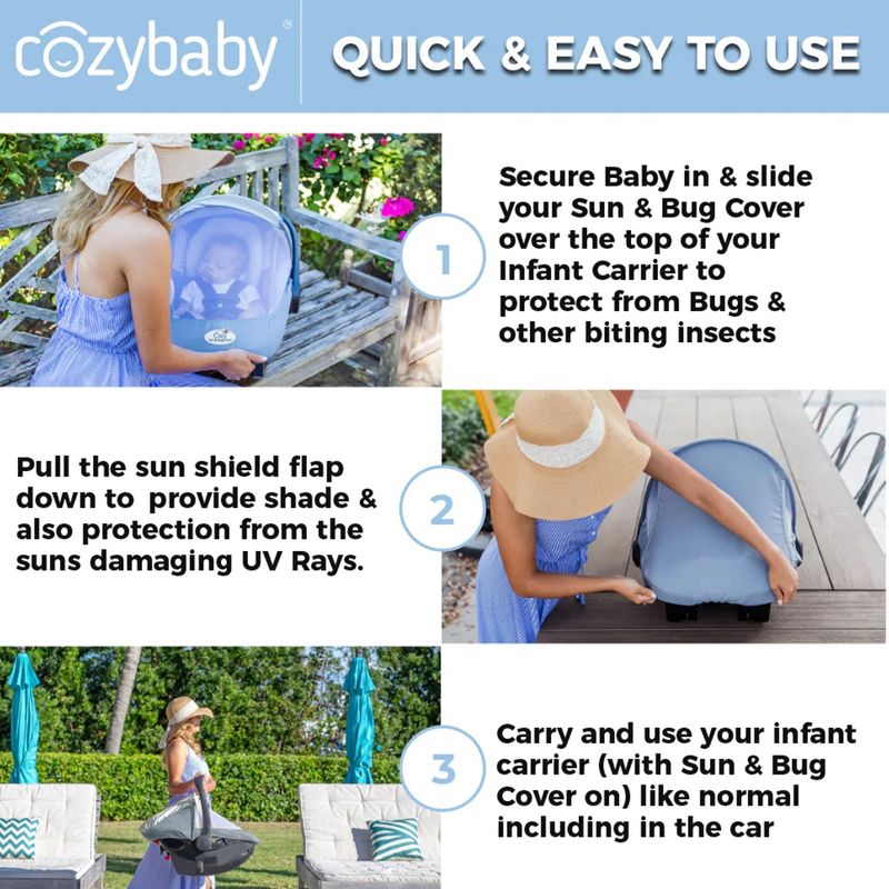 CozyBaby Sun & Bug Cover w/ Lightweight Summer Cozy Cover for Baby Carrier, 5 of 7