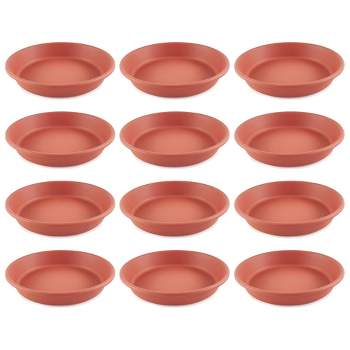 HC Companies Classic Plastic 17.63 Inch Round Plant Flower Pot Planter Deep Saucer Drip Tray for 20 Inch Flower Pots, Terracotta (12 Pack)