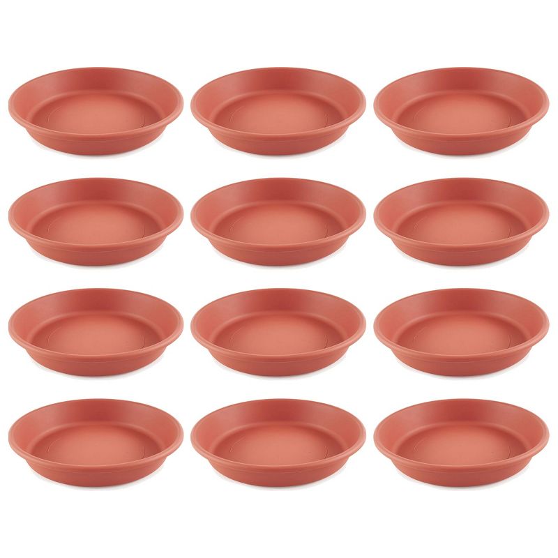 HC Companies Classic Plastic 17.63 Inch Round Plant Flower Pot Planter Deep Saucer Drip Tray for 20 Inch Flower Pots, Terracotta (12 Pack), 1 of 7