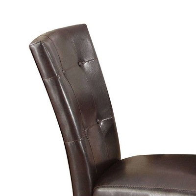 Set of 2 Brown Faux Leather Parsons Dining Chairs