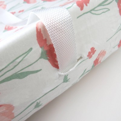 Organic Cotton Strawberry Pink Floral Changing Pad Cover