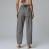 Knit & Lounge Women’s Wide Leg Utility Pants High Rise Elastic Waist Front Patch Pockets Relaxed Fit Lightweight Woven Bottoms - 3 of 4