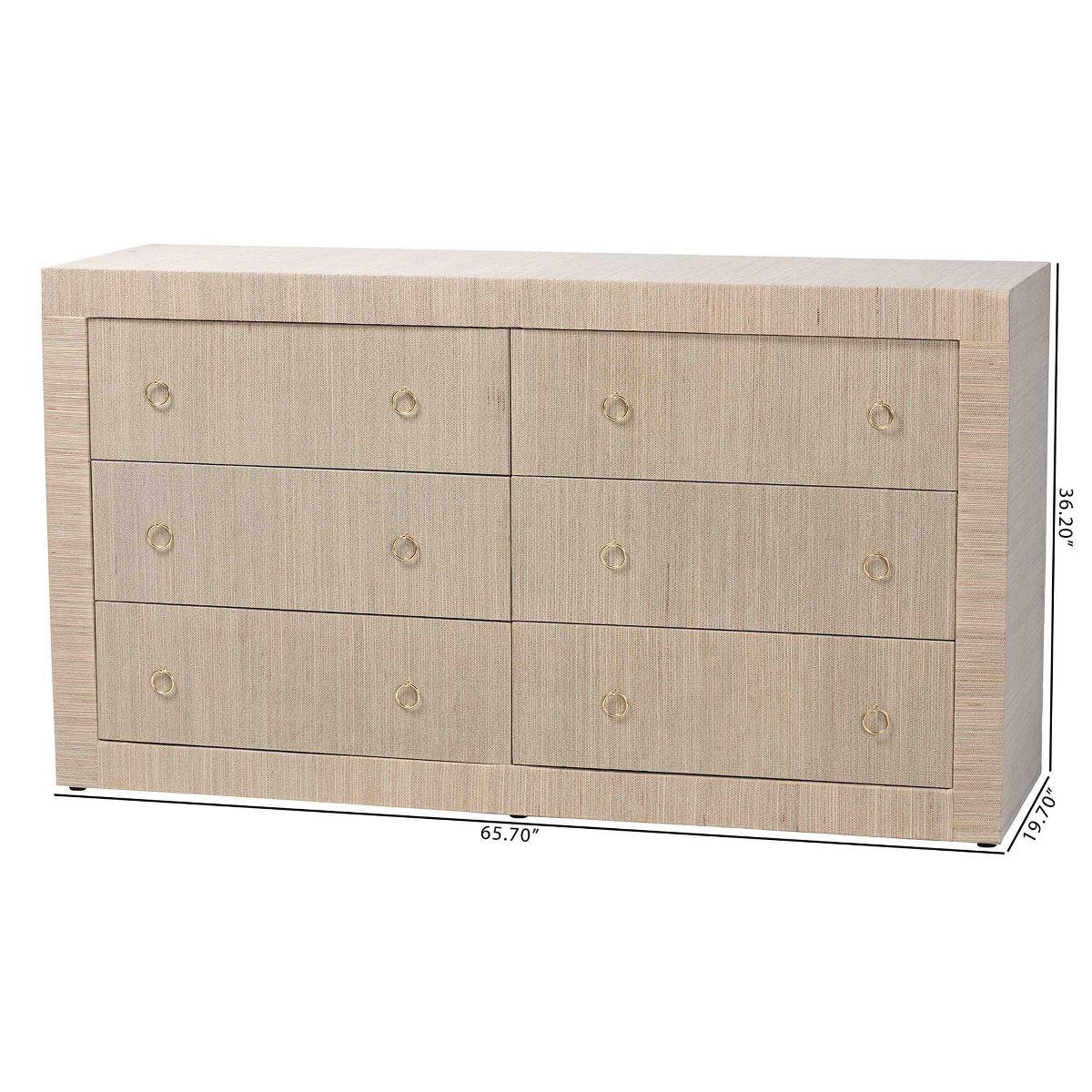 bali & pari Sage Natural Grasscloth Dresser Beige - thumbnail 6