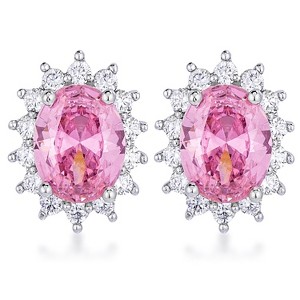 Slickblue Petite Royal Oval Earrings – Rhodium Plated, Silvertone Finish, 6 Color Options - 1 of 3