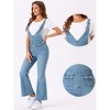 Allegra K Women's Casual Denim V Neck Zip Up Bell Bottom Jeans Jumpsuits - 2 of 4