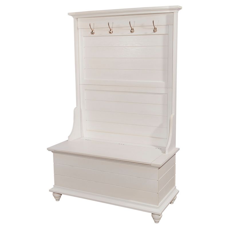 Gabriel Traditional Entryway 4 Double Hooks Storage Bench Hall Tree White - Powell, 1 of 5