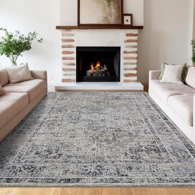 Vintage Area Rug – Stain-Resistant Non-Shedding Non-Slip Soft Carpet for Bedroom Dining Room Home Office Low Pile.