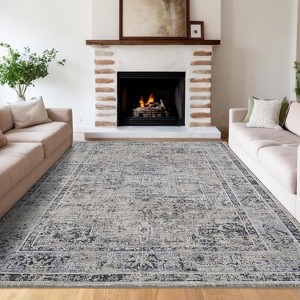 Vintage Area Rug – Stain-Resistant Non-Shedding Non-Slip Soft Carpet for Bedroom Dining Room Home Office Low Pile. - 1 of 4