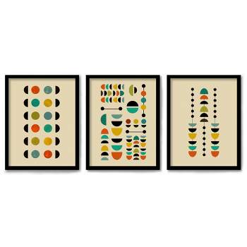 Americanflat Mid Century (Set Of 3) Triptych Wall Art Contemporary Circles By Monica Pop - Set Of 3 Framed Prints
