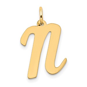Black Bow Jewelry 14k Yellow Gold Madison Collection LG Classic Script Initial N Pendant - 1 of 4