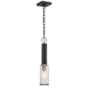Uttermost Sanded Black Brass Mini Pendant Light 4 1/2" Wide Modern Clear Meteor Glass Shade Fixture for Dining Room House Bedroom - 1 of 1