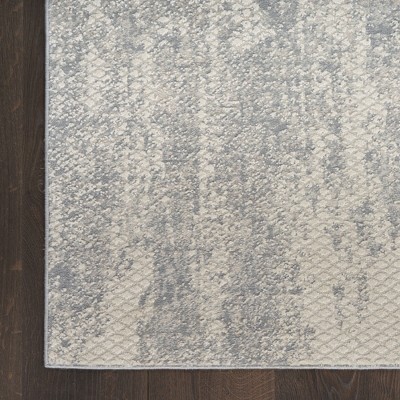 Gray Abstract 4' x 6' Synthetic Handmade Area Rug