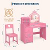 Vanity Desk with Mirror and Lights for Little Girls, Makeup Vanity Set with Drawers & Open Storage Shelves, Wooden Princess Dressing Table for Bedroom - 4 of 4