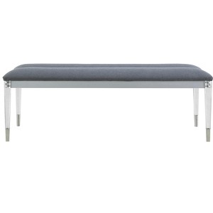 TiramisuBest Gray Acacia Wood Dining Bench, 60" Industrial Entryway Bench with Metal Legs, Rustic Farmhouse Table Seating, Water Resistant - 1 of 4