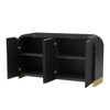 GlasFlength Decorative Storage Cabinets, Wood Frame, with Drawer, Grooved Sliding, Flexible movement, Black, 59.8"*15.7"*32.9" - 3 of 4