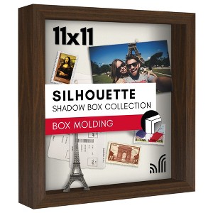 Americanflat 11x11 Shadow Box Frame in Walnut with Soft Linen Back - Composite Wood with Polished Glass for Wall and Tabletop - 1 of 4