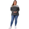 Agnes Orinda Women's Plus Size Color Block Knitted Crew Neck Long Sleeve Casual Pullover Blouse 2025 - 3 of 4