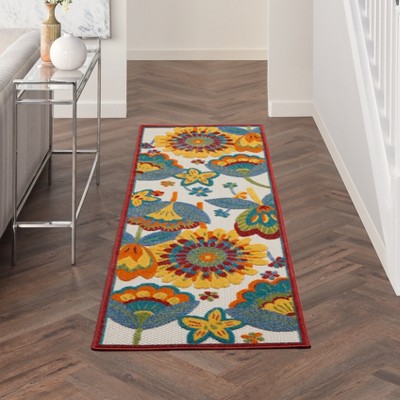 Aloha Multicolor Floral 2' x 6' Runner Outdoor Rug