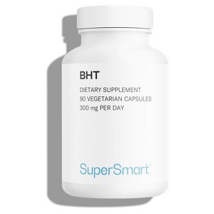 Supersmart BHT 300mg - SuperSmart | Butylated Hydroxytoluene Supplement | Made in USA | Vegan, Non-GMO & Gluten Free - 90 Vegetarian Capsules - 1 of 1
