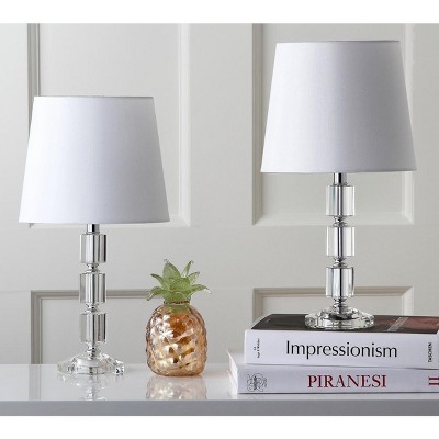 Erin Crystal Cube Table Lamp Set - Clear & Off-White