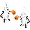 Whimsical Halloween Earring Mix - Playful Cow Ghost, Pumpkin Skeleton & Black Cat Coffin Designs in Lightweight Style - 2 of 4