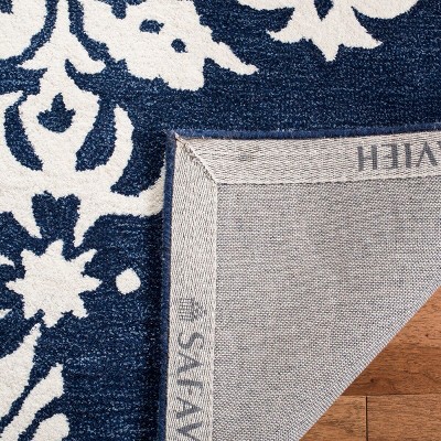 Navy Ivory Square Hand-tufted Wool Accent Rug