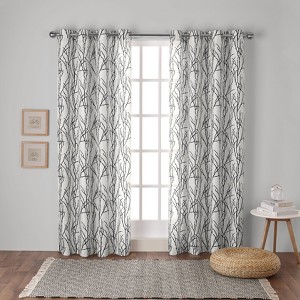 Exclusive Home Branches Linen Blend Grommet Top Curtain Panel Pair - 1 of 4