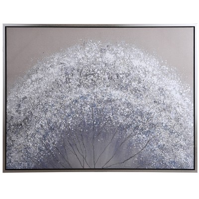 Luca Fall Leaves in Snow Framed Wall Canvas - StyleCraft