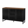 TIRAMISUBEST Modern 3-Drawer Dresser - Farmhouse Storage with 4 Shelves & Slatted Grille Doors, MDF/Metal Legs - 4 of 4