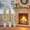 Tangkula Pre-lit Slim Flocked Christmas Trees Set of 3 Artificial Xmas Tree 3’ + 4’ + 5’ with 50 + 80 + 100 Warm White LED Lights 8 Lighting Modes - 2 of 4