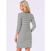 INSPIRE CHIC Women's Sleepwear Cotton Stripe 3/4 Sleeve Round Neck Midi Contrast Color Soft Sleepdress Nightgown - 4 of 4