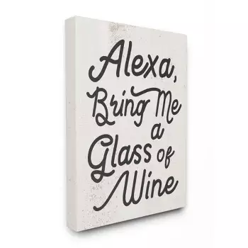 Industries Alexa Bring Me Wine Distressed Kitchen Sign Canvas Wall Art, 24 X 30 : Target