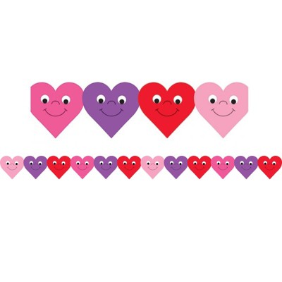 Hygloss Happy Hearts Die-Cut Classroom Border, 12 Strips/36 Feet (Pack of 6)
