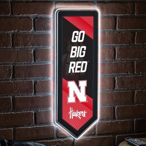 Evergreen Ultra-Thin Glazelight LED Wall Decor, Pennant, University of Nebraska- 9 x 23 Inches Made In USA - 1 of 4