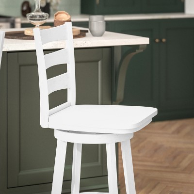 Antique White Wash Wooden Swivel Counter Height Barstool